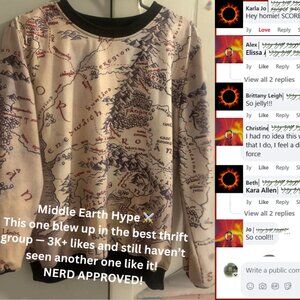 Lord of the Rings Middle-Earth Map Pullover Sweatshirt (One of a Kind)